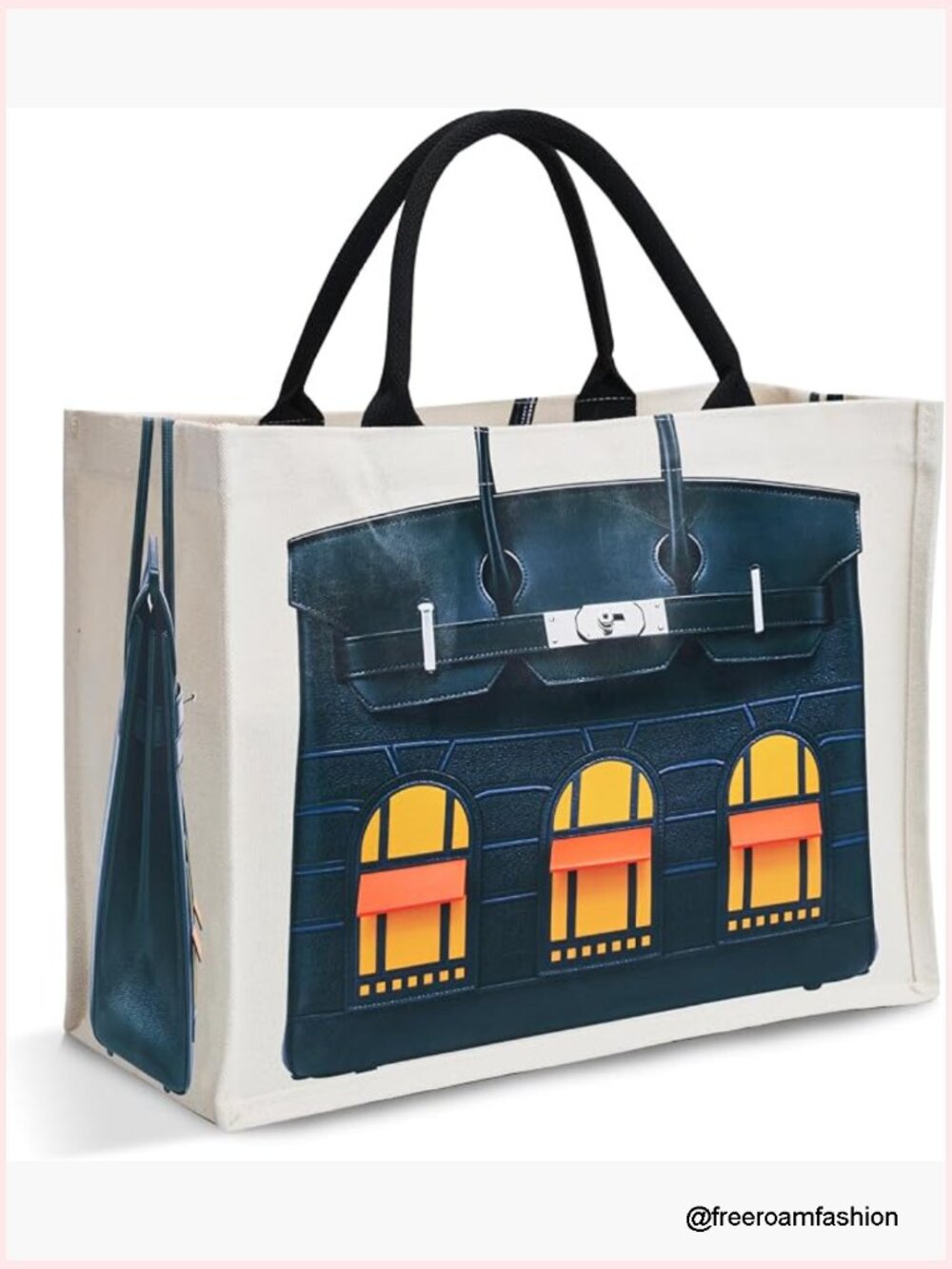 16oz Sturdy Canvas Tote Bag for Women, Luxury Illusion Print Handbag, Unique